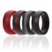 Silicone Wedding Ring - Dome Style with Middle Line Set by ROQ for Men - 4 x 10 mm Red, Black, Grey