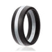 Silicone Wedding Ring - Dome Style with Middle Line - Black-Silver by ROQ for Men - 7 mm Ring