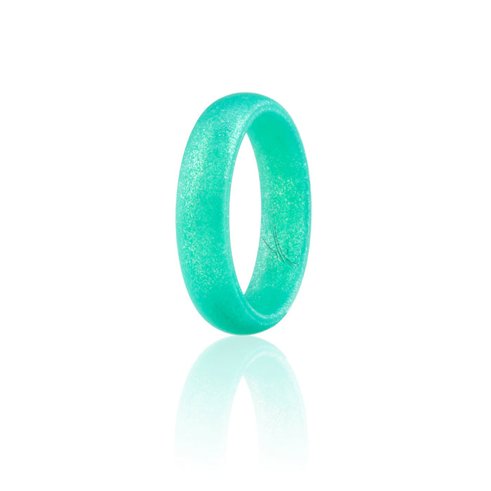 Silicone Wedding Ring - Dome Style - Metal Turquoise by ROQ for Women - 7 mm Ring