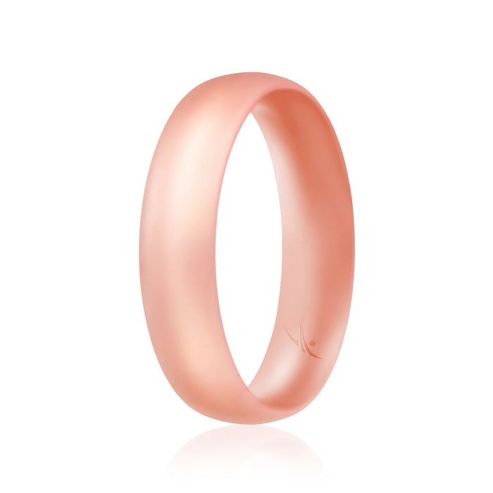 Silicone Wedding Ring - Dome Style Thin Comfort Fit - Rose Gold by ROQ for Women - 4 mm Ring