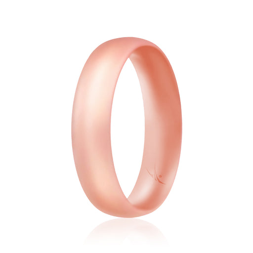 Silicone Wedding Ring - Dome Style Thin Comfort Fit - Rose Gold by ROQ for Women - 8 mm Ring