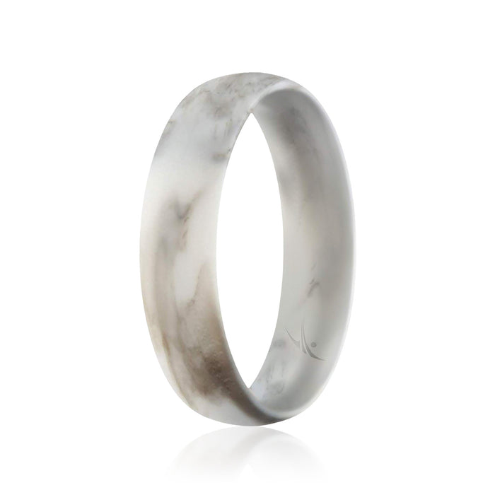 Silicone Wedding Ring - Dome Style Thin Comfort Fit - Marble by ROQ for Women - 4 mm Ring
