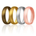 Silicone Wedding Ring - Dome Style Thin Comfort Fit Set by ROQ for Women - 4 mm Bronze, Gold, Silver, Rose Gold