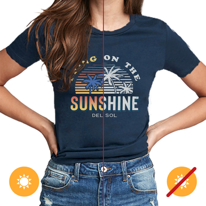 Women Crew Tee - Bring On The Sunshine - Indigo by DelSol for Women - 1 Pc T-Shirt (Small)