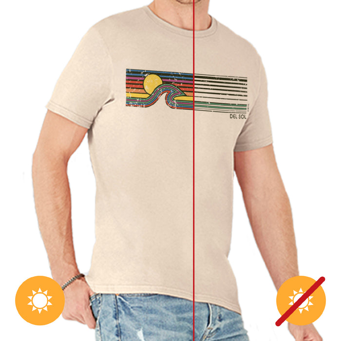 Men Crew Tee - Sunset Wave - Beige by DelSol for Men - 1 Pc T-Shirt (YM)