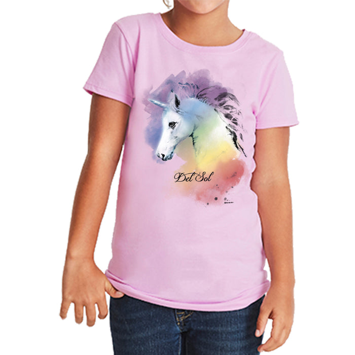Girls Crew Tee - Unicorn - Lilac by DelSol for Women - 1 Pc T-Shirt (YXS)