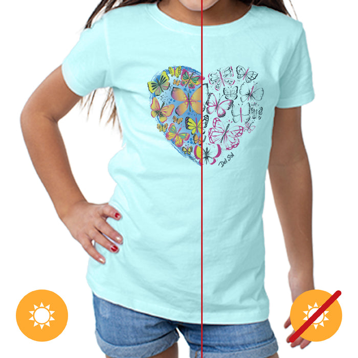 Girls Crew Tee - Heart Butterfly - Chill by DelSol for Women - 1 Pc T-Shirt (4T)
