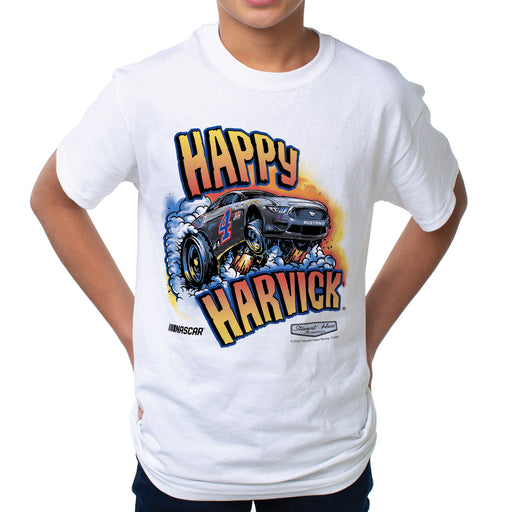 NASCAR Kids Fine Jersey Crew Tee - Kevin Harvick - 10 White by DelSol for Kids - 1 Pc T-Shirt (YXS)