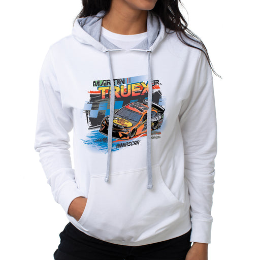 NASCAR Hooded Sweatshirt - Martin Truex Jr - 2 White by DelSol for Women - 1 Pc T-Shirt (M)