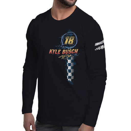 NASCAR Mens Classic Long Sleeve Crew Tee - Kyle Busch - 8 Black by DelSol for Men - 1 Pc T-Shirt (S)