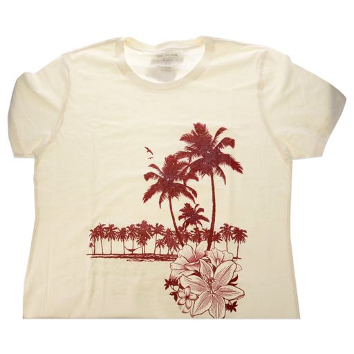 Womens Boyfriend Tee - Palms and Floral Sunset by Delsol for Women - 1 Pc T-Shirt (XL)