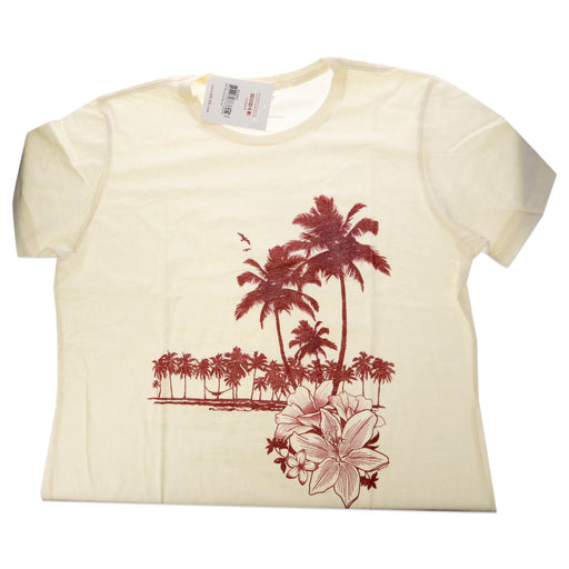 Womens Boyfriend Tee - Palms and Floral Sunset by Delsol for Women - 1 Pc T-Shirt (2XL)