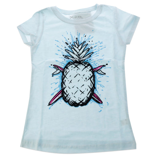 Kids Premium Crew Tee - Pineapples - Ice Blue by DelSol for Kids - 1 Pc T-Shirt (YXS)