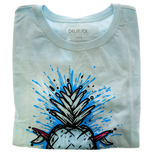 Kids Premium Crew Tee - Pineapples - Ice Blue by DelSol for Kids - 1 Pc T-Shirt (YL)