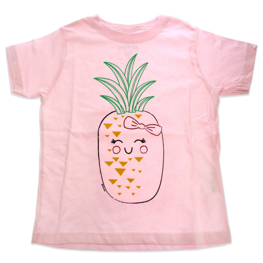 Girls Crew Tee - Blushing Pineapples - Balerina by DelSol for Kids - 1 Pc T-Shirt (3T)