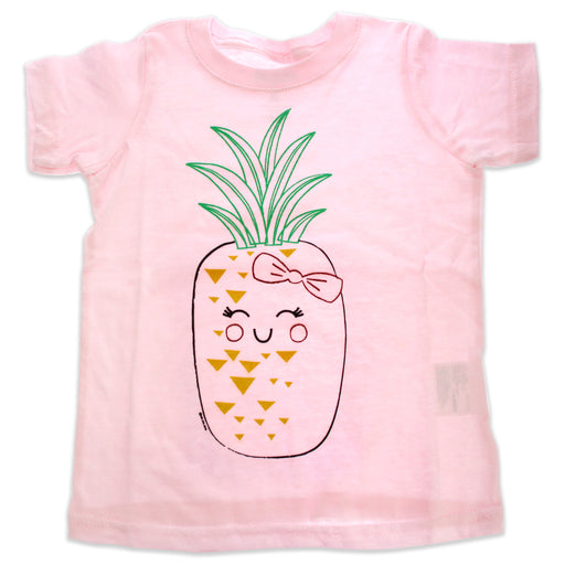 Girls Crew Tee - Blushing Pineapples - Balerina by DelSol for Kids - 1 Pc T-Shirt (2T)