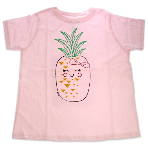 Girls Crew Tee - Blushing Pineapples - Balerina by DelSol for Kids - 1 Pc T-Shirt (5T-6T)
