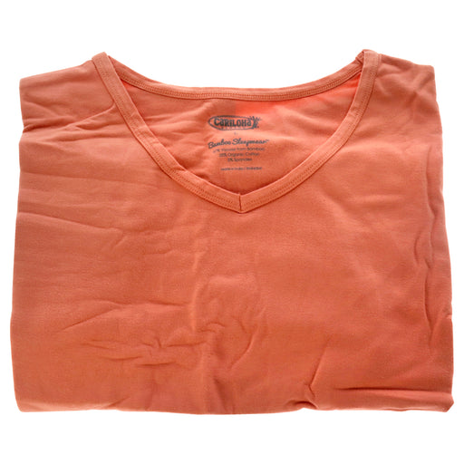 Bamboo Sleep Dolman V-Neck T-Shirt - Coral by Cariloha for Women - 1 Pc T-Shirt (L)