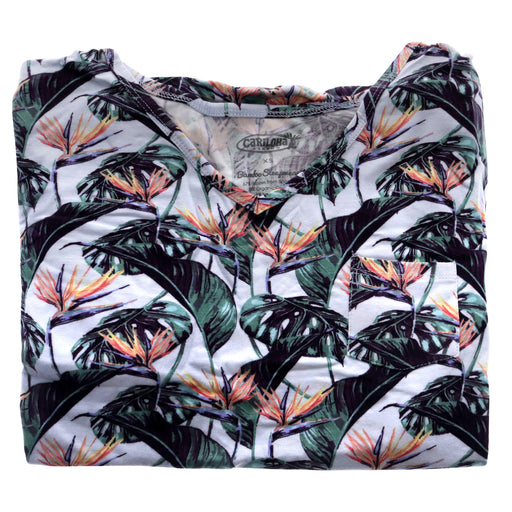 Bamboo Sleep V-Neck Shirt - Birds Of Paradise by Cariloha for Women - 1 Pc T-Shirt (XS)