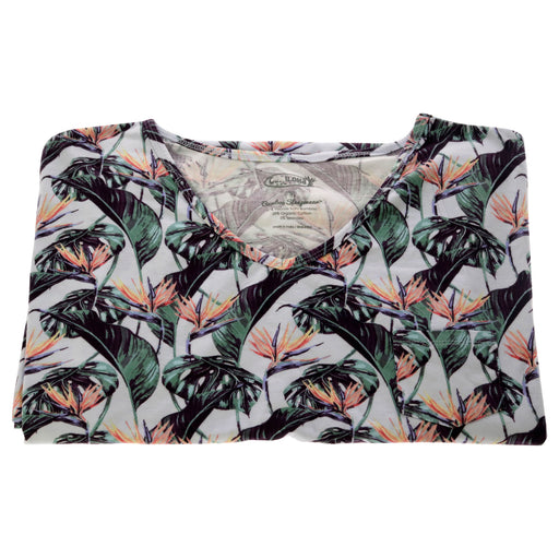 Bamboo Sleep V-Neck Shirt - Birds Of Paradise by Cariloha for Women - 1 Pc T-Shirt (S)