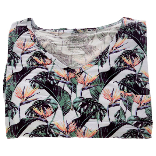 Bamboo Sleep V-Neck Shirt - Birds Of Paradise by Cariloha for Women - 1 Pc T-Shirt (XL)