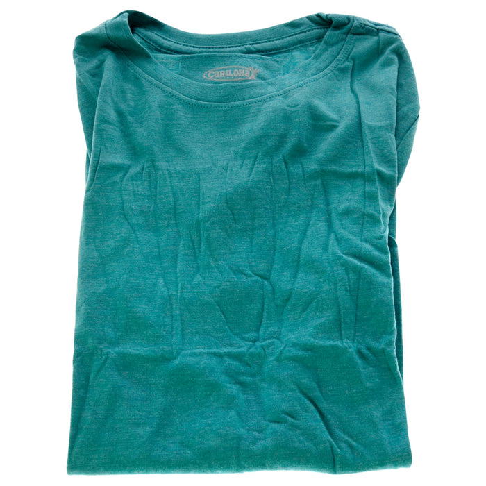 Bamboo Crew Tee - Tropical Teal Heather by Cariloha for Women - 1 Pc T-Shirt (XS)