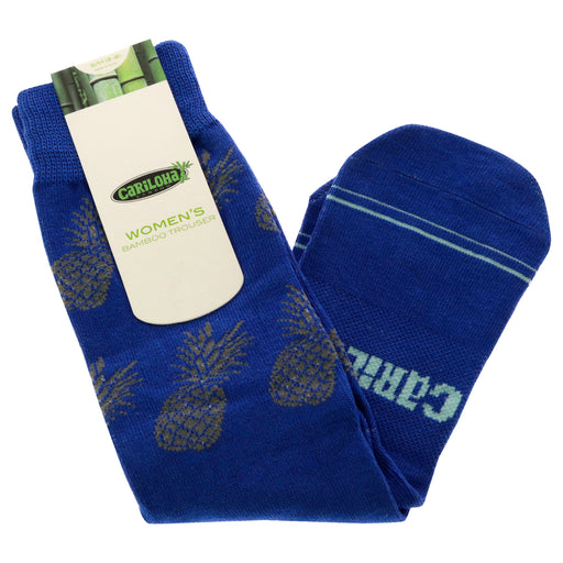 Bamboo Trouser Socks - Pineapple Royal Blue by Cariloha for Women - 1 Pair Socks (S/M)