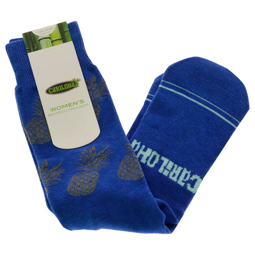 Bamboo Trouser Socks - Pineapple Royal Blue by Cariloha for Women - 1 Pair Socks (L/XL)