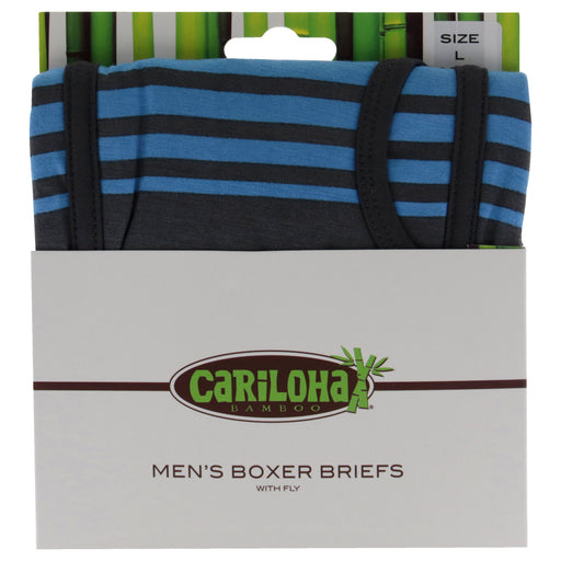 Bamboo Boxer Briefs - Caribbean Blue Stripe by Cariloha for Men - 1 Pc Boxer (L)