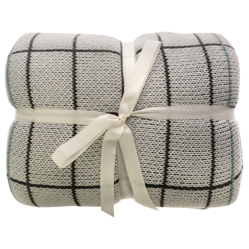 Bamboo Knit Throw - Plaid Harbor Gray by Cariloha for Unisex - 1 Pc Blanket