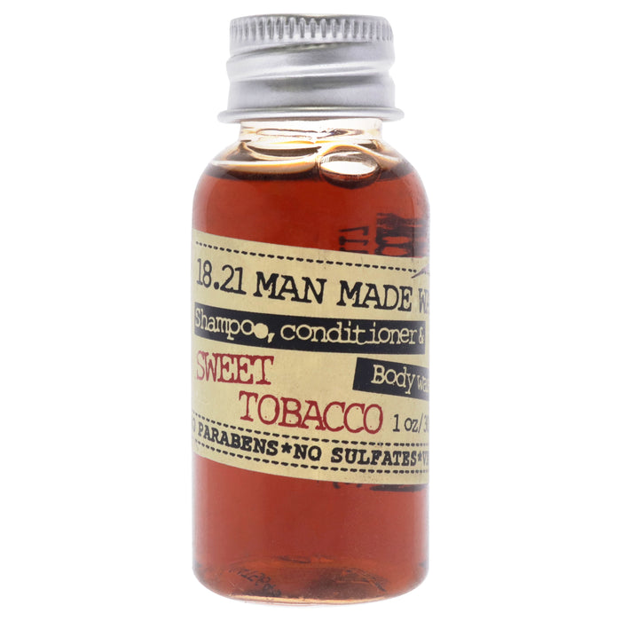 Man Made Wash - Sweet Tobacco par 18.21 Man Made for Men - 1 oz 3-en-1 shampooing, revitalisant et nettoyant pour le corps