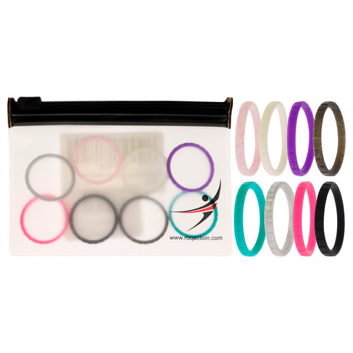 Silicone Wedding Stackble Lines Ring Set - MultiColor by ROQ for Women - 8 x 10 mm Ring