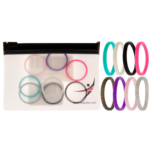 Silicone Wedding Stackble Lines Ring Set - MultiColor by ROQ for Women - 8 x 11 mm Ring