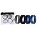 Silicone Wedding Ring Set - Blue-Camo by ROQ for Men - 4 x 15 mm Ring