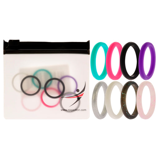 Silicone Wedding Stackble Point Ring Set - MultiColor by ROQ for Women - 8 x 6 mm Ring