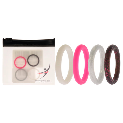 Silicone Wedding Stackble Point Ring Set - Pink by ROQ for Women - 4 x 6 mm Ring