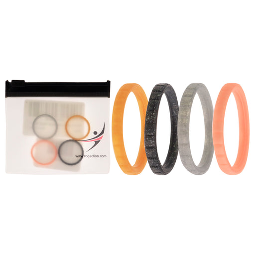 Silicone Wedding Stackble Lines Ring Set - Metal by ROQ for Women - 4 x 7 mm Ring