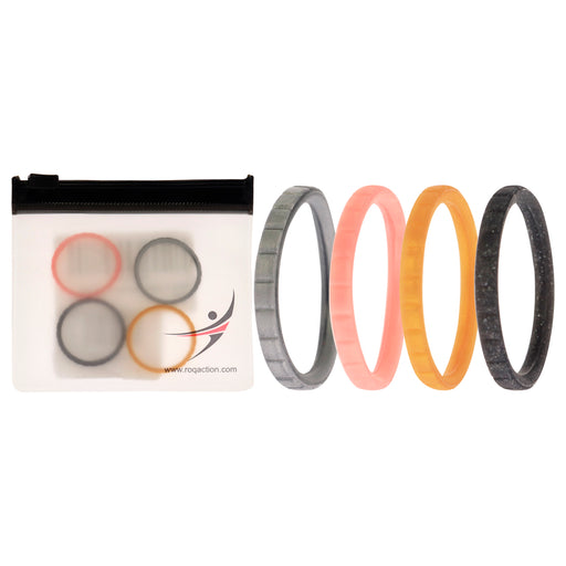 Silicone Wedding Stackble Lines Ring Set - Metal by ROQ for Women - 4 x 11 mm Ring