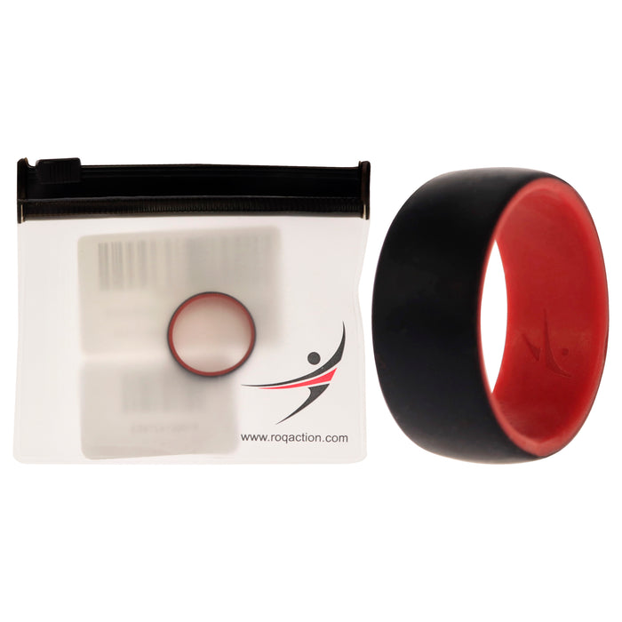Silicone Wedding 2Layer Dome Ring - Red-Black by ROQ for Men - 8 mm Ring