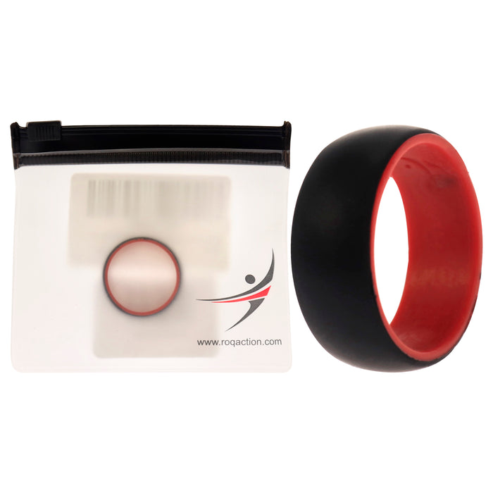 Silicone Wedding 2Layer Dome Ring - Red-Black by ROQ for Men - 11 mm Ring