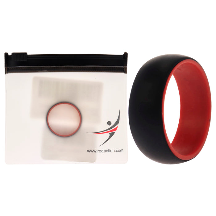 Silicone Wedding 2Layer Dome Ring - Red-Black by ROQ for Men - 12 mm Ring