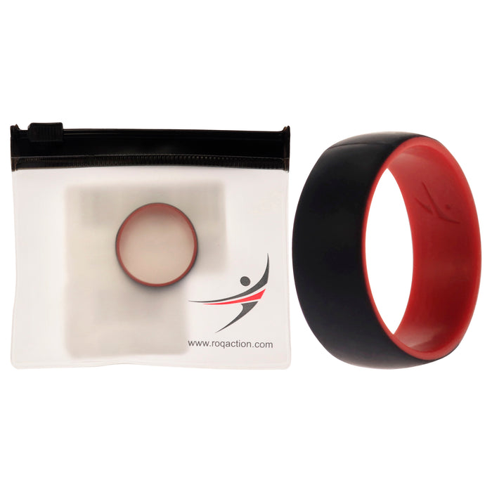 Silicone Wedding 2Layer Dome Ring - Red-Black by ROQ for Men - 14 mm Ring