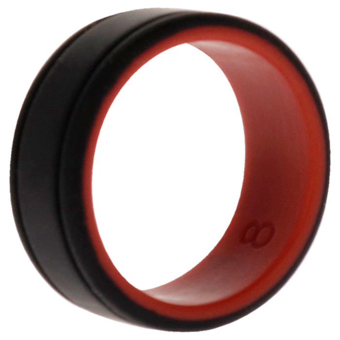 Silicone Wedding 2Layer Lines Ring - Red-Black by ROQ for Men - 8 mm Ring