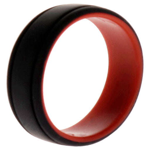 Silicone Wedding 2Layer Lines Ring - Red-Black by ROQ for Men - 15 mm Ring