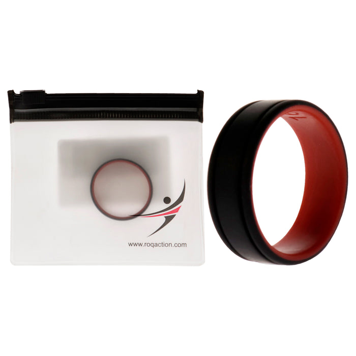 Silicone Wedding 2Layer Lines Ring - Red-Black by ROQ for Men - 16 mm Ring