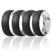 Silicone Wedding 2Layer Dome Ring Set - Black-Marble by ROQ for Men - 4 x 11 mm Ring