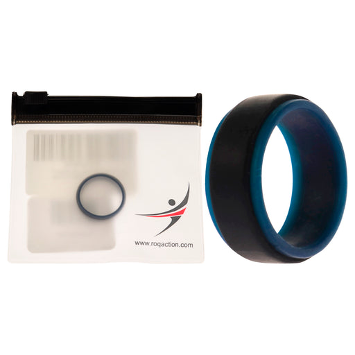 Silicone Wedding 2Layer Step Ring - Blue-Black by ROQ for Men - 7 mm Ring