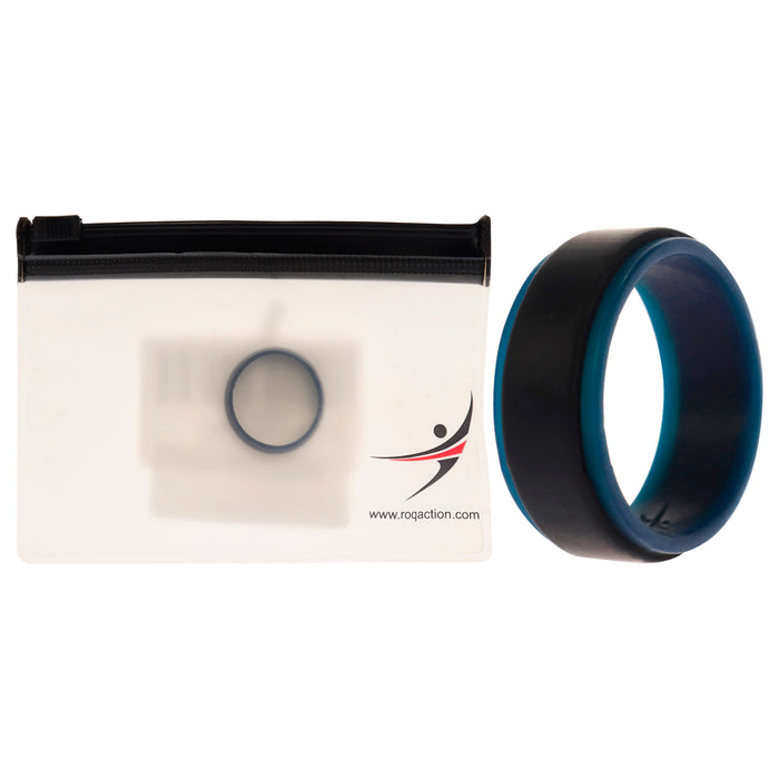 Silicone Wedding 2Layer Step Ring - Blue-Black by ROQ for Men - 9 mm Ring