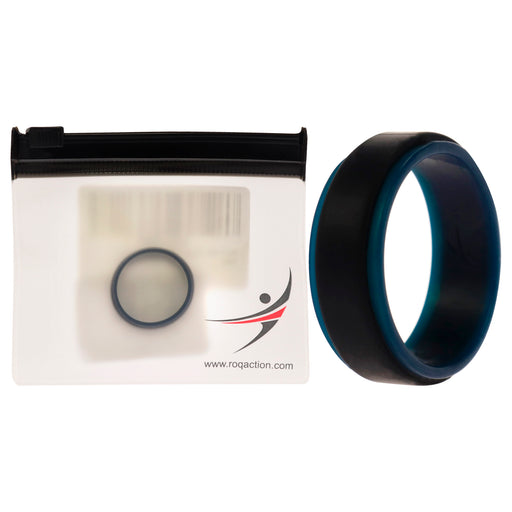Silicone Wedding 2Layer Step Ring - Blue-Black by ROQ for Men - 10 mm Ring