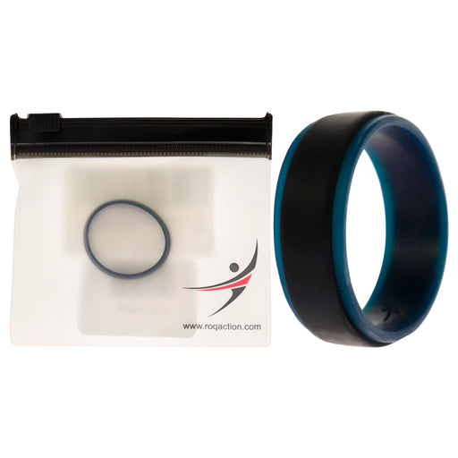 Silicone Wedding 2Layer Step Ring - Blue-Black by ROQ for Men - 15 mm Ring